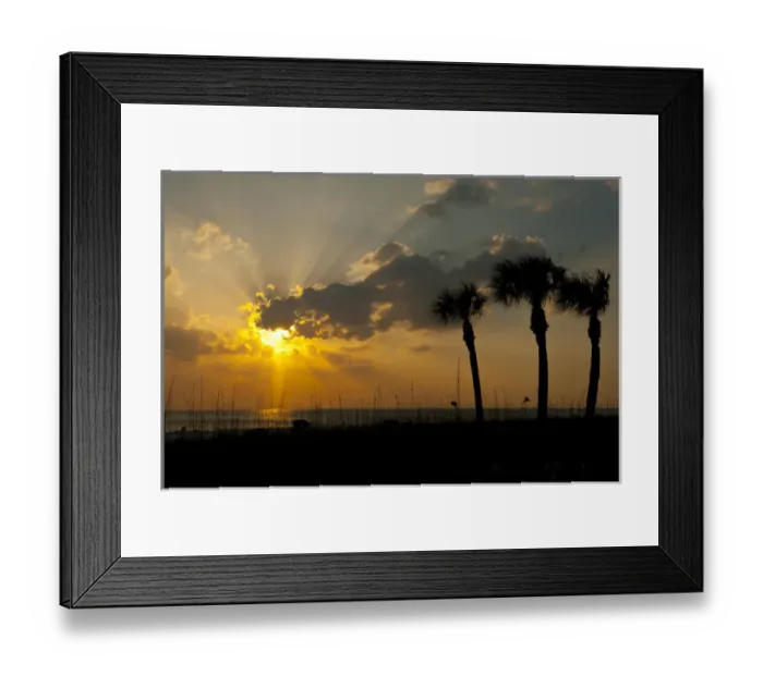 Framed Print : North America, USA, Florida, Sarasota, cloudy Sunset on the Crescent Beach, Siesta Key