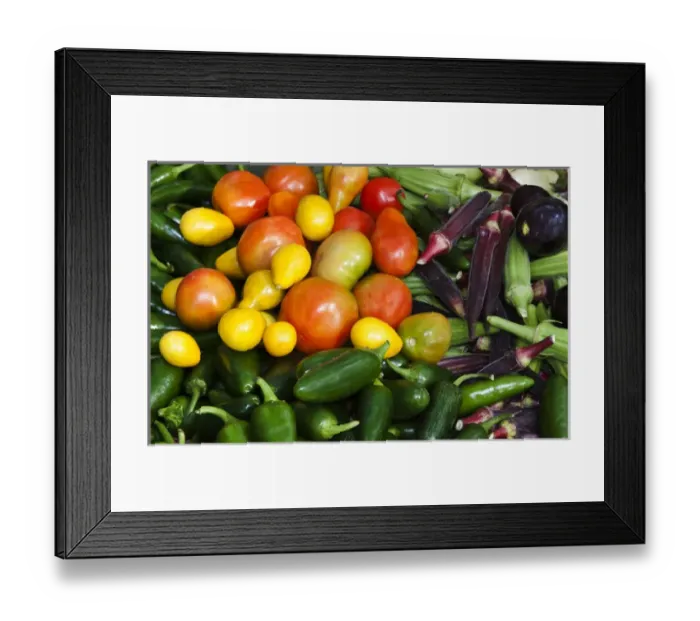 Framed Print : USA; North America; Georgia; Savannah; Fresh organic vegetables at a Farmers Market