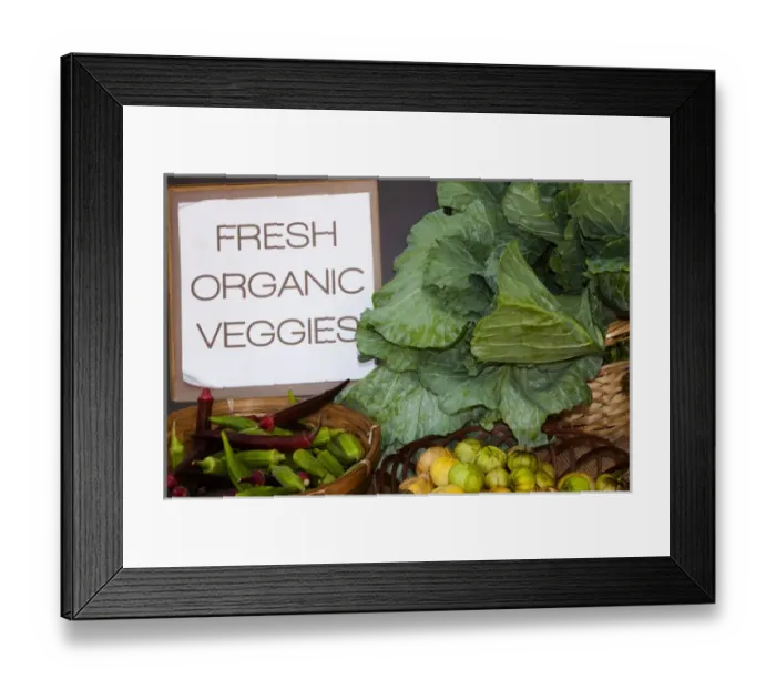 Framed Print : USA; North America; Georgia; Savannah; Fresh organic vegetables at a Farmers Market