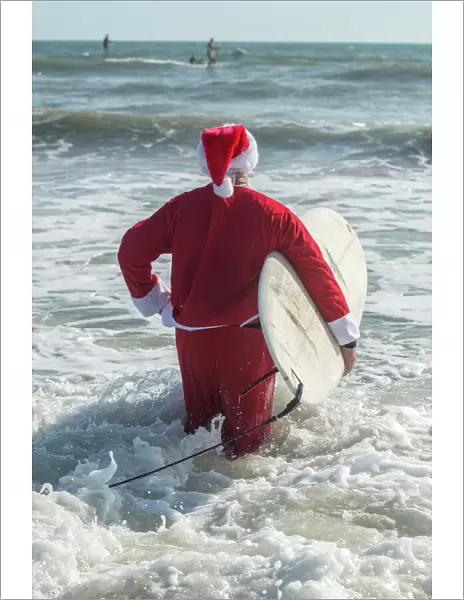 Surfing Santas, surfboards, Cocoa Beach, Florida, USA
