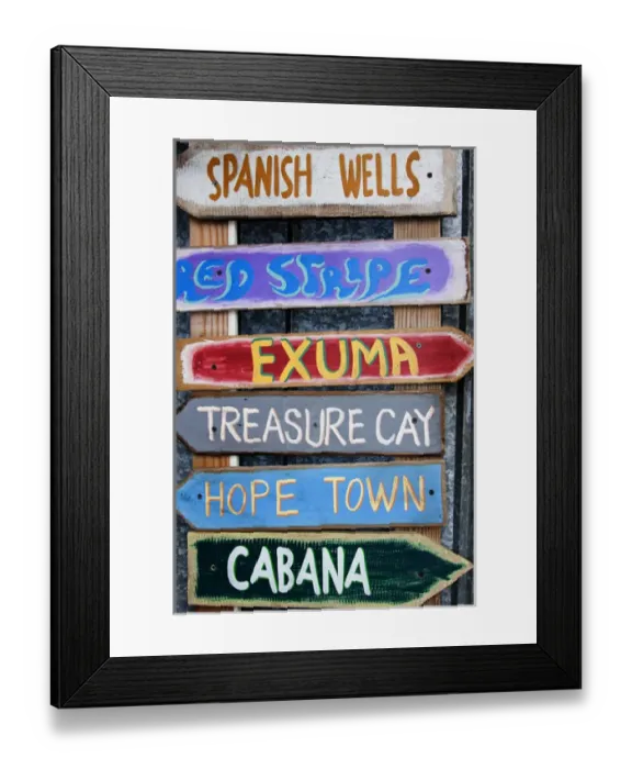 Framed Print : USA; North America; Florida; Apalachicola; Colorful signs in Historic Apalachicola