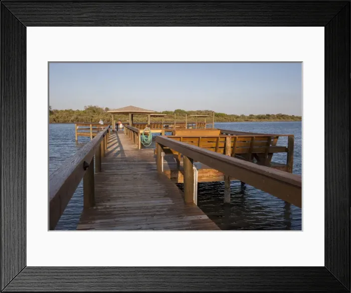 Framed Print : USA, Florida, Edgewater, Edgewater Landings, fishing dock Framed Print : USA, Florida, Edgewater, Edgewater Landings, fishing dock