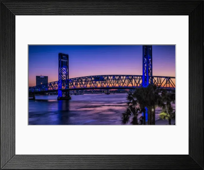 Framed Print : North America, Jacksonville, Florida. View of The Blue Bridge at twilight Framed Print : North America, Jacksonville, Florida. View of The Blue Bridge at twilight
