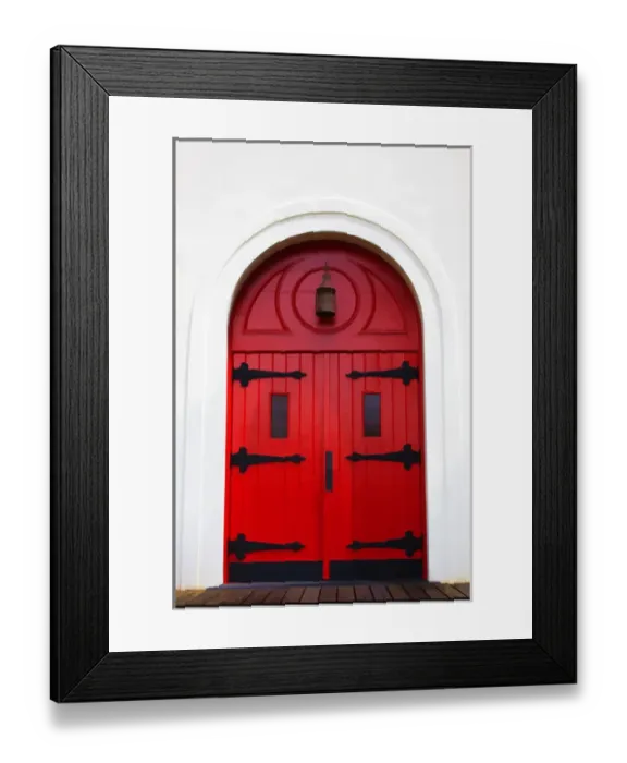 Framed Print : North America, USA, Georgia; Darien; Red arched door of Church