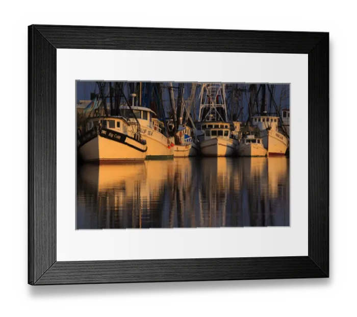 Framed Print : North America, USA, Georgia; Shrimp boats with refecltions at dock Framed Print : North America, USA, Georgia; Shrimp boats with refecltions at dock