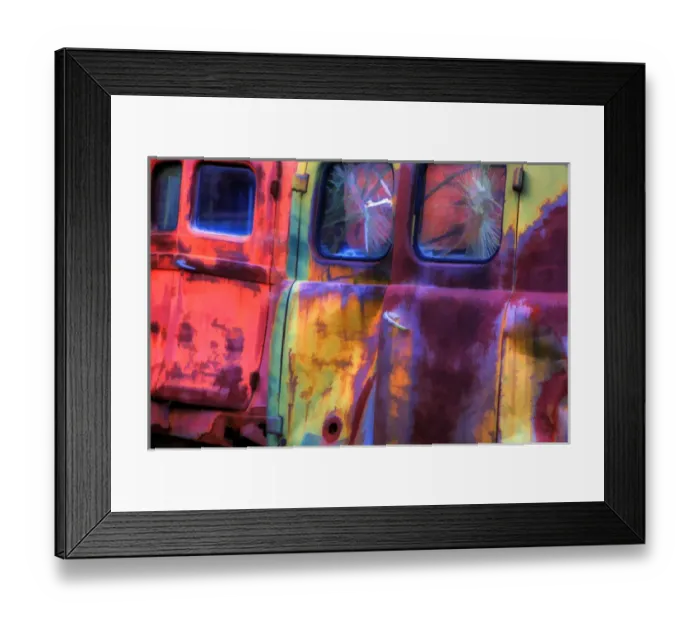 Framed Print : North America, USA, Georgia; Back doors of old vans at Old Car City