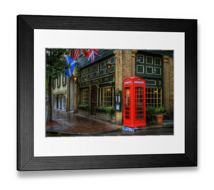 Framed Print : North America, USA, Georgia; Savannah; Red telephone booth at Six Pence Pub in Framed Print : North America, USA, Georgia; Savannah; Red telephone booth at Six Pence Pub in