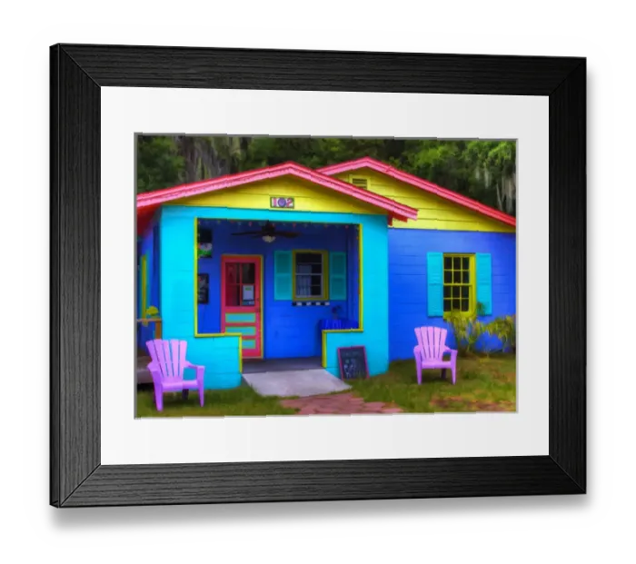 Framed Print : North America, USA, Georgia; Darien; Colorful building in Historic Darien Georgia