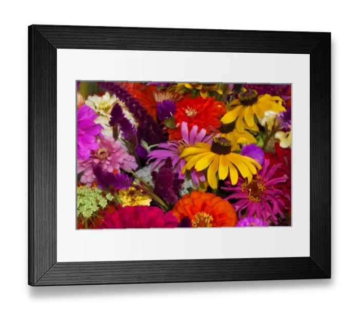 Framed Print : USA; North America; Georgia; Savannah; Bouquet of colorful flowers at market. (PR)