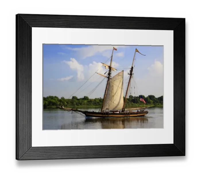 Framed Print : North America, USA, Georgia; Savannah; Tall wooden ship sail in the Savannah River