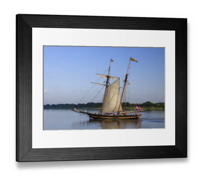 Framed Print : North America, USA, Georgia; Savannah; Tall wooden ship sails in the Savannah River