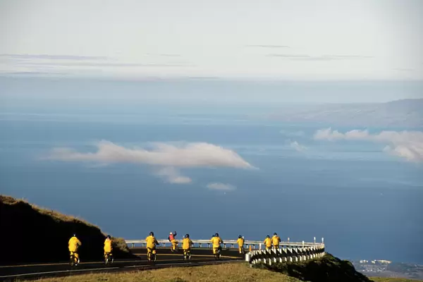 USA, Hawaii, Downhill Bicycling, Haleakala National Park, Maui