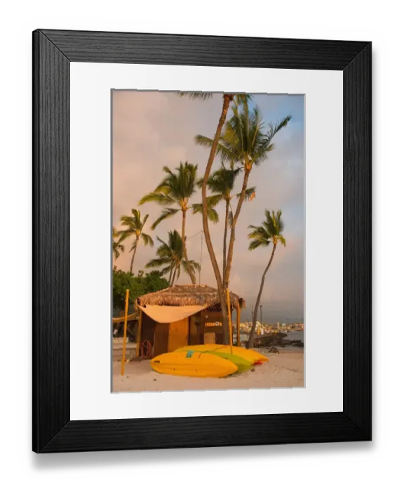 Framed Print : Hawaii, Big Island, Kona, Kayaks and a hut Framed Print : Hawaii, Big Island, Kona, Kayaks and a hut