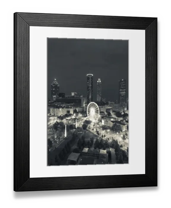 Framed Print : USA, Georgia, Atlanta, Centenial Olympic Park, elevated city view with ferris wheel, dusk Framed Print : USA, Georgia, Atlanta, Centenial Olympic Park, elevated city view with ferris wheel, dusk