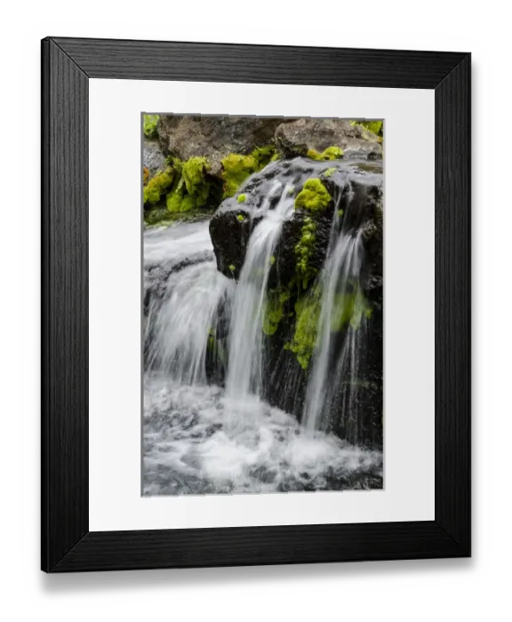 Framed Print : Small stream cascading over rocks in mountains of Kilauea, Kauai, Hawaii