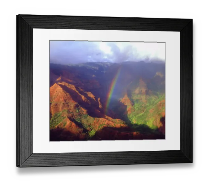 Framed Print : USA, Hawaii, A rainbow over Waimea Canyon, Kauai Framed Print : USA, Hawaii, A rainbow over Waimea Canyon, Kauai