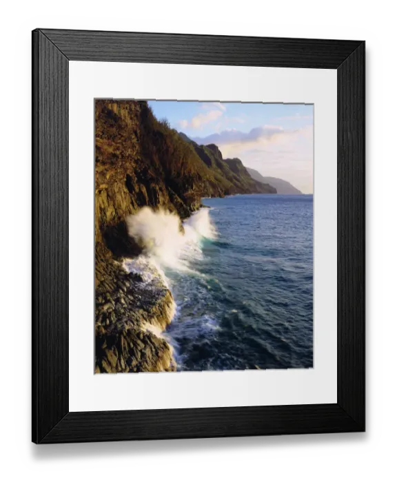 Framed Print : USA; Kauai Hawaii; Waves breaking on the Na Pali Coast Framed Print : USA; Kauai Hawaii; Waves breaking on the Na Pali Coast