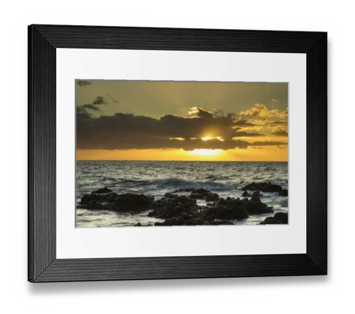Framed Print : USA, Hawaii, Maui, Kihei. Scenic of ocean sunset