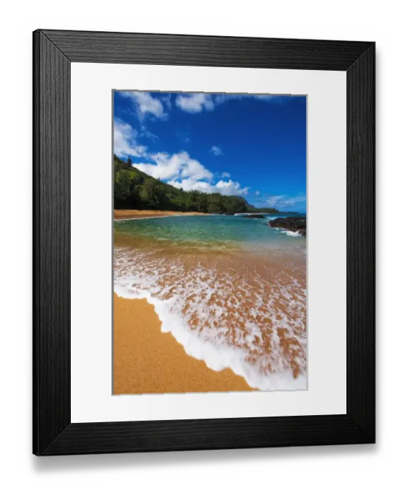 Framed Print : Sand and surf at Lumahai Beach, Island of Kauai, Hawaii USA Framed Print : Sand and surf at Lumahai Beach, Island of Kauai, Hawaii USA