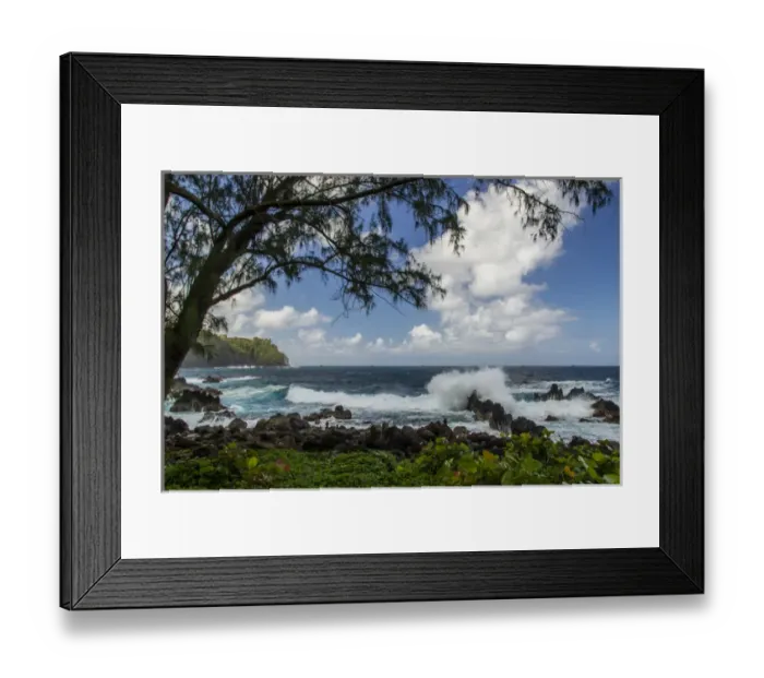 Framed Print : USA, Hawaii, The Big Island. Wave crashing on shore rocks of Laupahoehoe Park. Credit as Framed Print : USA, Hawaii, The Big Island. Wave crashing on shore rocks of Laupahoehoe Park. Credit as