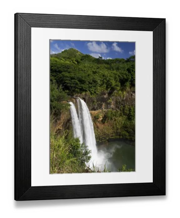 Framed Print : Wailua Falls located on the Wailua River in Wailua River State Park on the eastern Framed Print : Wailua Falls located on the Wailua River in Wailua River State Park on the eastern