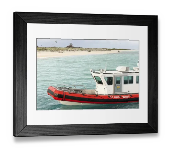 Framed Print : Fish and Wildlife boat at Eastern Island Framed Print : Fish and Wildlife boat at Eastern Island
