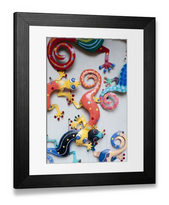 Framed Print : Gecko wall hanging display at market place Framed Print : Gecko wall hanging display at market place