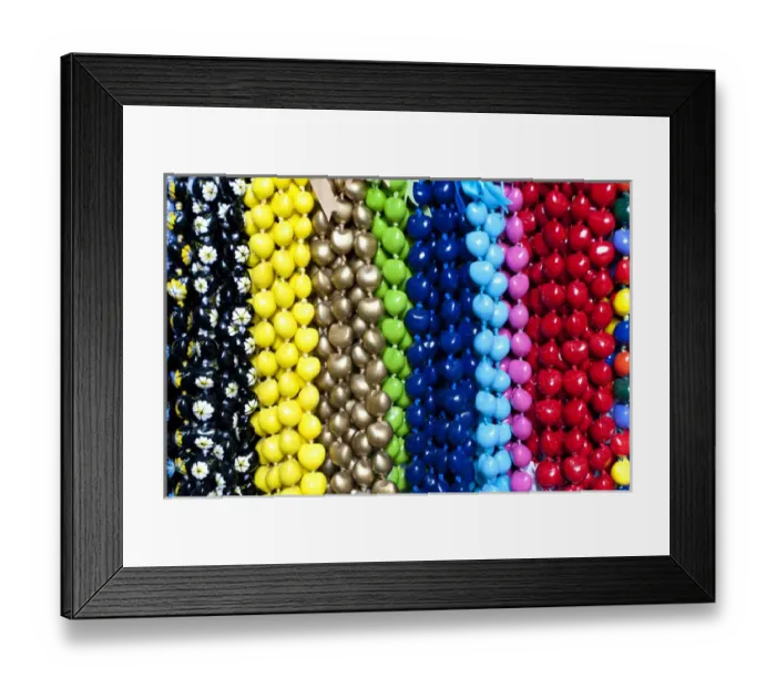 Framed Print : Hawaiian lei or necklaces display at market place Framed Print : Hawaiian lei or necklaces display at market place