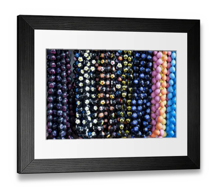 Framed Print : Hawaiian lei or necklaces display at market place Framed Print : Hawaiian lei or necklaces display at market place