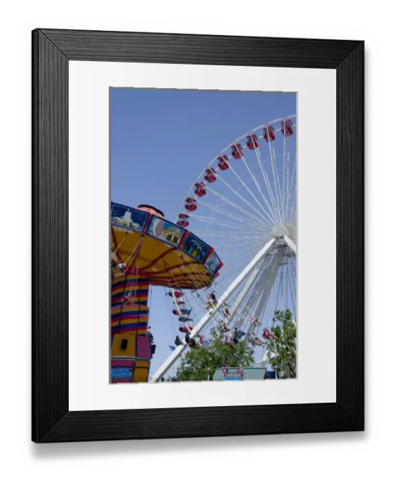 Framed Print : Illinois, Chicago. Navy Pier along the shores of Lake Michigan