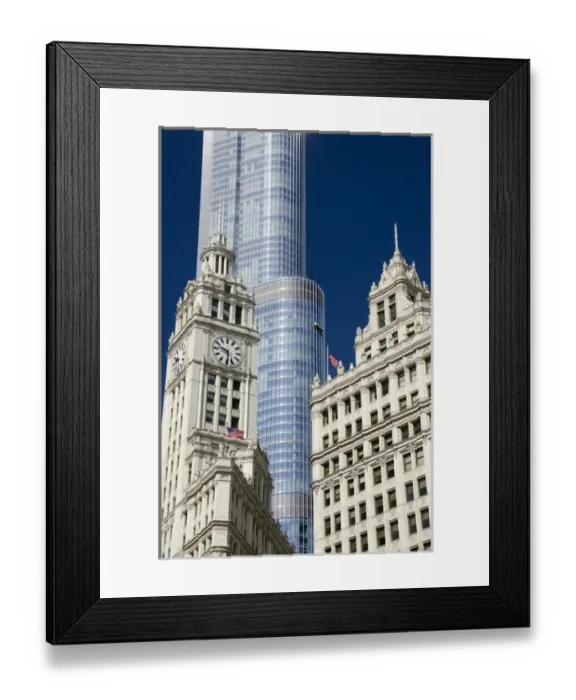 Framed Print : Illinois, Chicago. Historic Wrigley Building clock tower, c Framed Print : Illinois, Chicago. Historic Wrigley Building clock tower, c