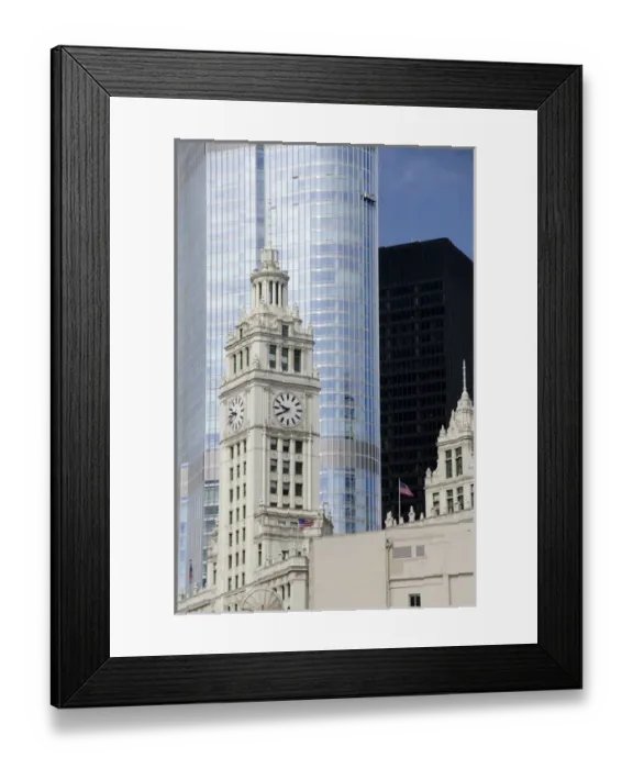 Framed Print : Illinois, Chicago. Historic Wrigley Building clock tower, c Framed Print : Illinois, Chicago. Historic Wrigley Building clock tower, c