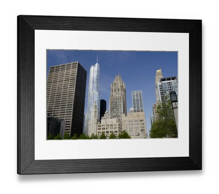 Framed Print : Illinois, Chicago. Magnificent Miler city skyline with landmark neo-Gothic Tribune Framed Print : Illinois, Chicago. Magnificent Miler city skyline with landmark neo-Gothic Tribune