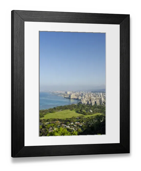 Framed Print : Honolulu from atop Diamond Head State Monument (Leahi Crater), Honolulu, Oahu, Hawaii