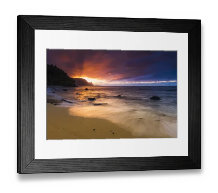 Framed Print : Sunset over the Na Pali Coast from Hideaways Beach, Princeville, Kauai, Hawaii USA Framed Print : Sunset over the Na Pali Coast from Hideaways Beach, Princeville, Kauai, Hawaii USA