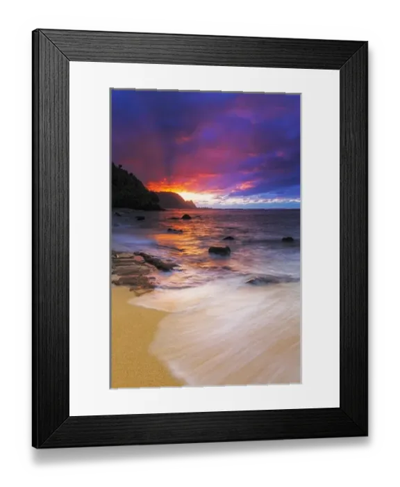 Framed Print : Sunset over the Na Pali Coast from Hideaways Beach, Princeville, Kauai, Hawaii USA Framed Print : Sunset over the Na Pali Coast from Hideaways Beach, Princeville, Kauai, Hawaii USA