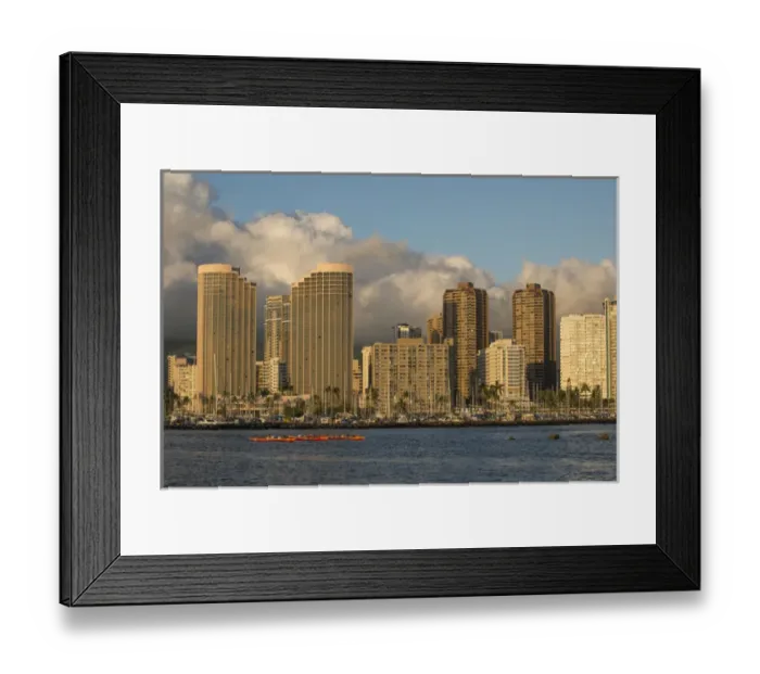 Framed Print : USA, Hawaii, Oahu, Honolulu, Teams of people paddlin in outrigger canoes Framed Print : USA, Hawaii, Oahu, Honolulu, Teams of people paddlin in outrigger canoes