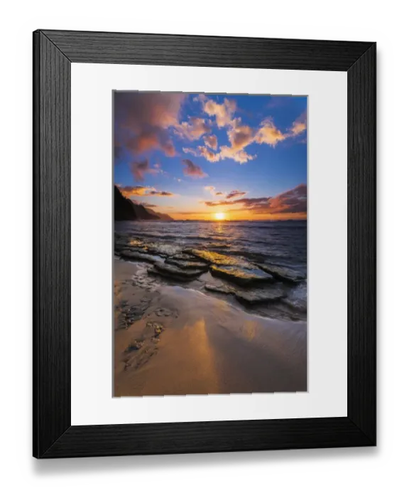 Framed Print : Sunset over the Na Pali Coast from Ke e Beach, Haena State Park, Kauai, Hawaii USA Framed Print : Sunset over the Na Pali Coast from Ke e Beach, Haena State Park, Kauai, Hawaii USA