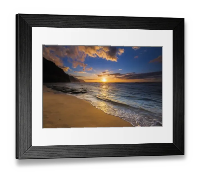 Framed Print : Sunset over the Na Pali Coast from Ke e Beach, Haena State Park, Kauai, Hawaii USA