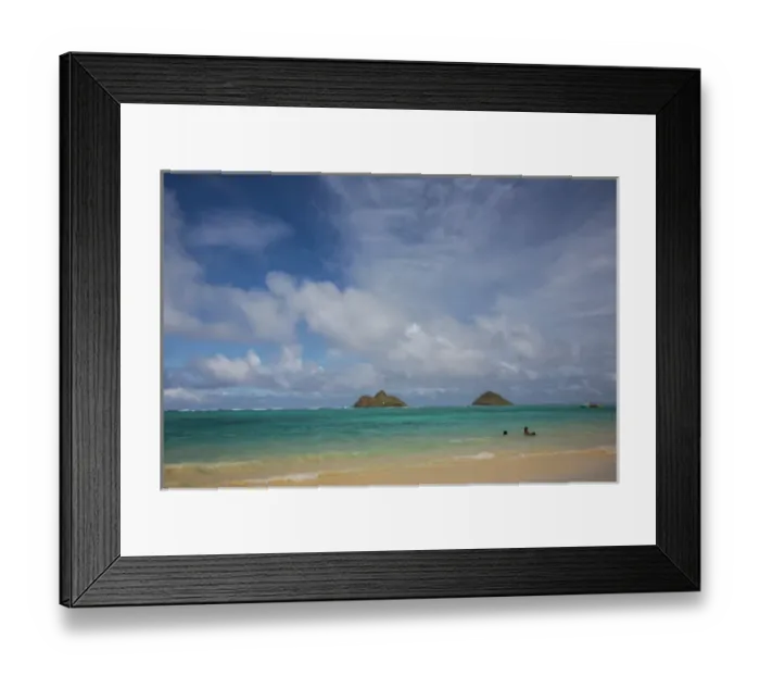 Framed Print : USA; Hawaiian Islands; Oahu; Lanihai Beach and Islands in Background