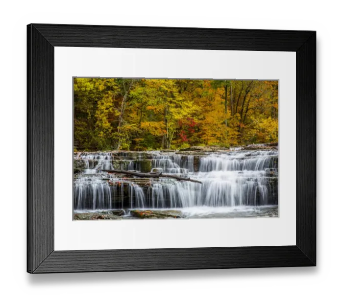 Framed Print : Upper Cataract Falls on Mill Creek in autumn at Lieber State Recreation Area near Cloverdale
