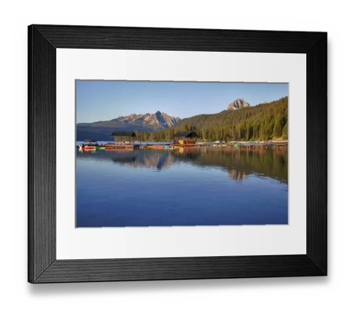 Framed Print : ID, Sawtooth National Recreation Area, Redfish Lake, Redfish Lake Lodge, boat dock Framed Print : ID, Sawtooth National Recreation Area, Redfish Lake, Redfish Lake Lodge, boat dock