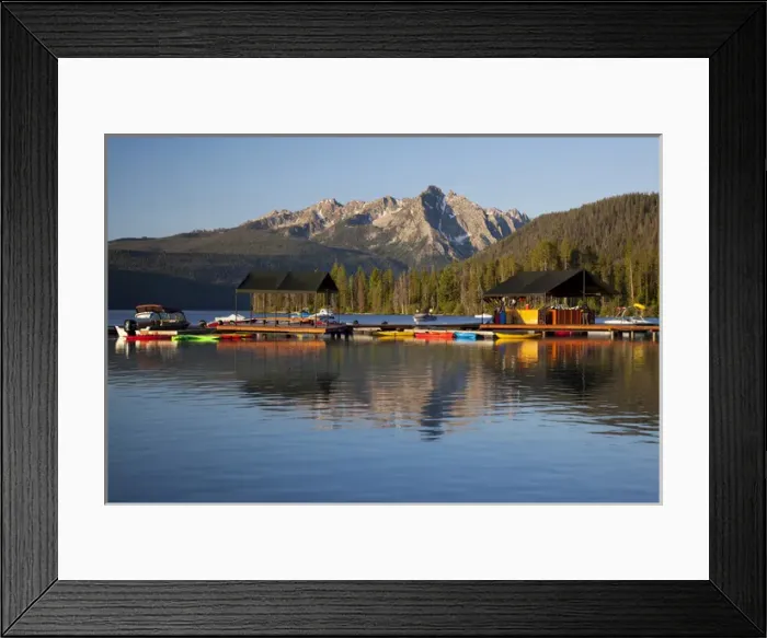 Framed Print : ID, Sawtooth National Recreation Area, Redfish Lake, Redfish Lake Lodge, boat dock Framed Print : ID, Sawtooth National Recreation Area, Redfish Lake, Redfish Lake Lodge, boat dock