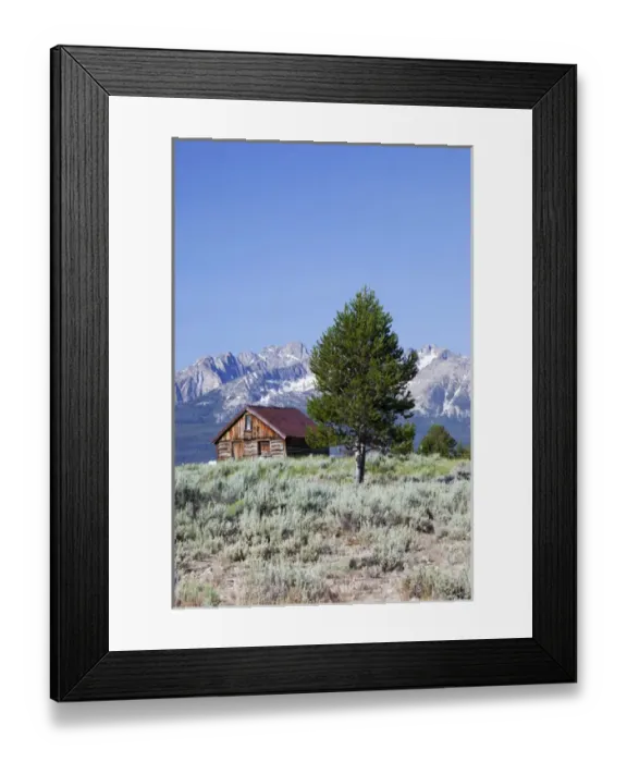 Framed Print : ID, Sawtooth National Recreation Area, Old Barn and the Sawtooth Range Framed Print : ID, Sawtooth National Recreation Area, Old Barn and the Sawtooth Range
