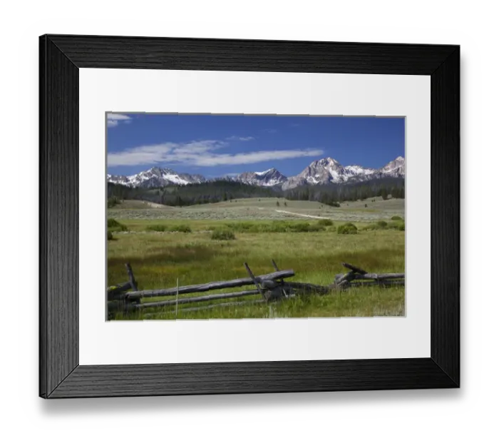 Framed Print : ID, Sawtooth National Recreation Area, Meadow and Sawtooth Mountains, view from Nip Framed Print : ID, Sawtooth National Recreation Area, Meadow and Sawtooth Mountains, view from Nip