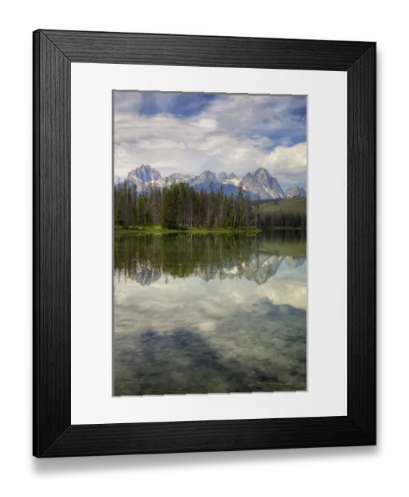 Framed Print : ID, Sawtooth National Recreation Area, Little Redfish Lake, with Sawtooth Range