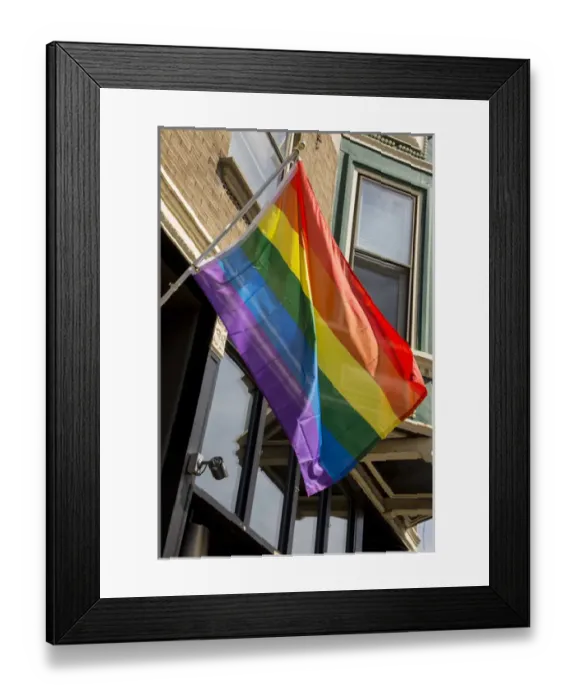 Framed Print : Colorful rainbow flag on Halsted Street in Boystown the gay neighborhood Framed Print : Colorful rainbow flag on Halsted Street in Boystown the gay neighborhood