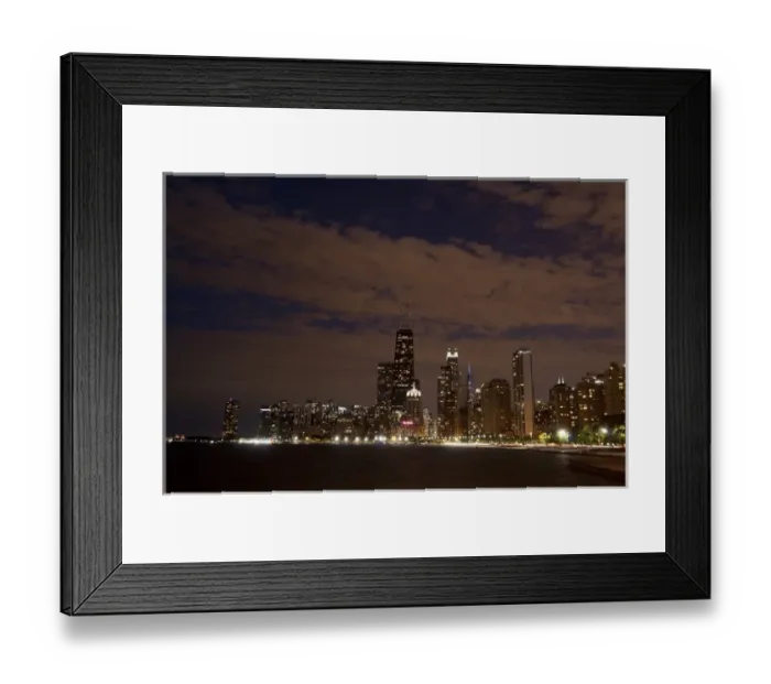 Framed Print : Chicago skyline at night from North Avenue Beach Framed Print : Chicago skyline at night from North Avenue Beach