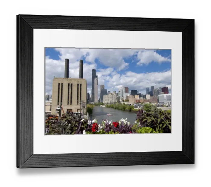 Framed Print : Chicago skyline and river looking north Framed Print : Chicago skyline and river looking north