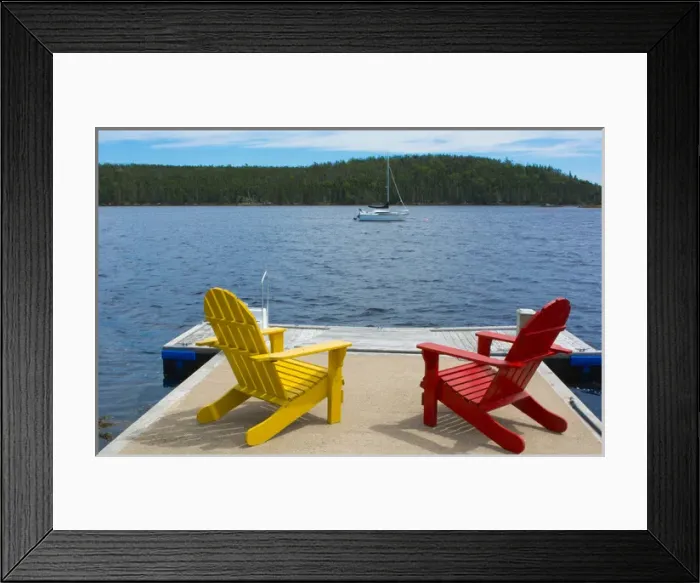 Framed Print : Bar Harbor Maine Life in Maine peaceful scene on water with Adirondack chairs to relax Framed Print : Bar Harbor Maine Life in Maine peaceful scene on water with Adirondack chairs to relax